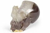 Polished Banded Agate Skull with Quartz Crystal Pocket #236997-2